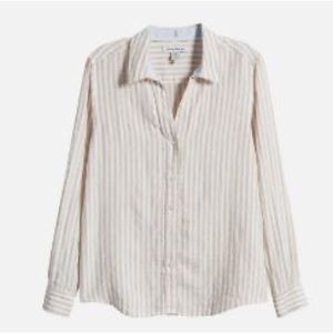 Tommy Bahama Cabana Stripe Long-Sleeve Linen Shirt|coffee break|coastal